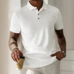 New Summer Men's Fashion Loose Fit Casual Polo Shirts-White / S